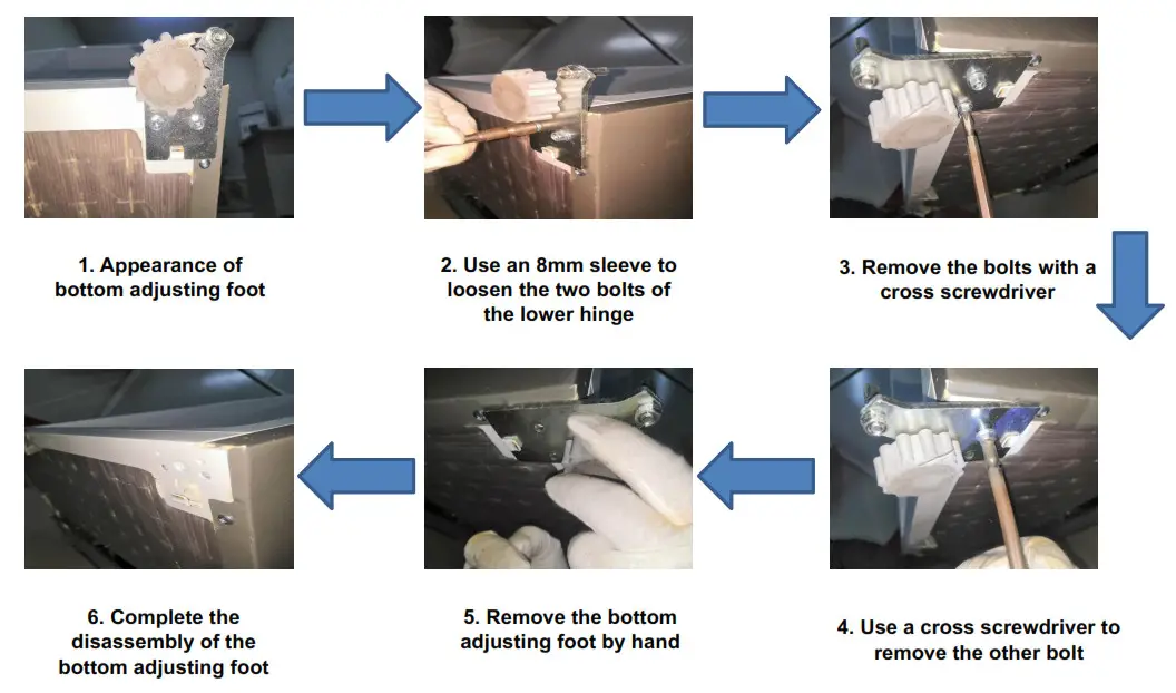 Disassembly of the bottom adjusting foot