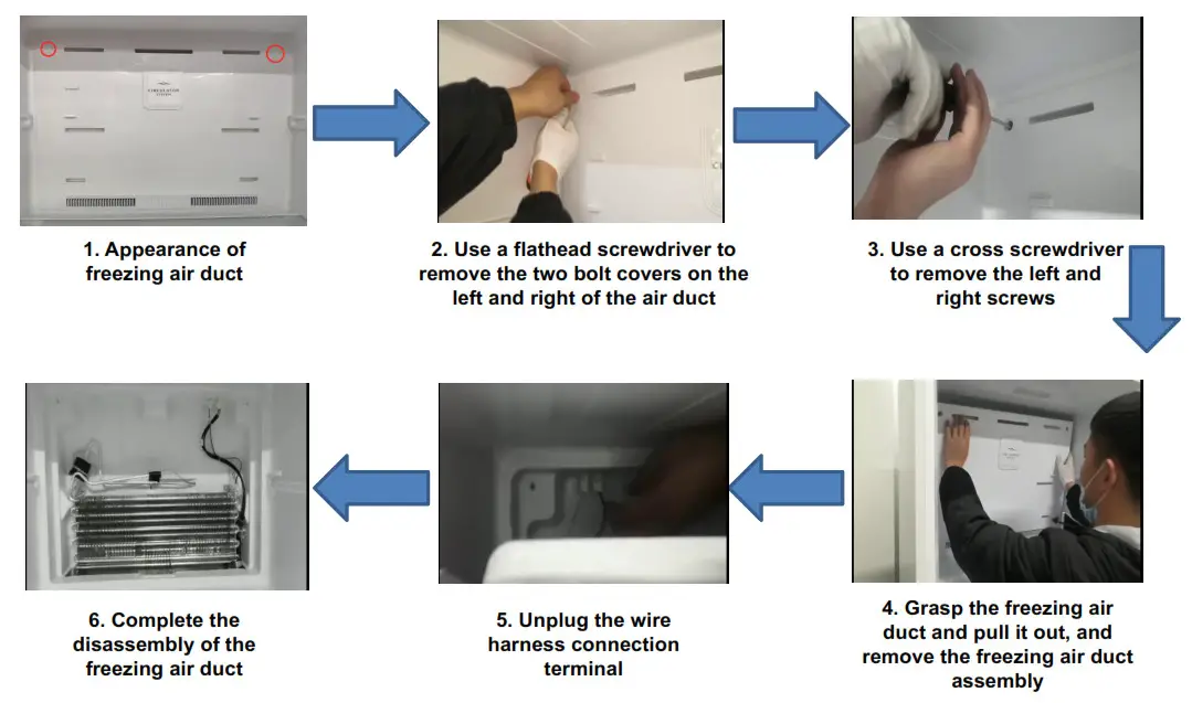 Guidelines for disassembly of freezing air duct