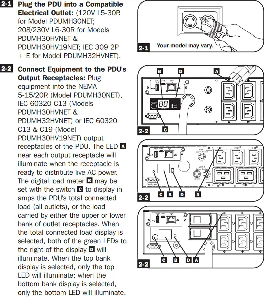 TRIPP LITE PDUMH30NET 120V 50-60 Hz Input and Output Owner's Manual - Connecting the PDU