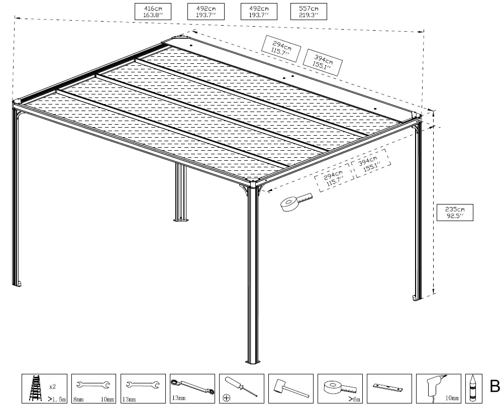DANCOVER Pergola Gazebo San Fernando 3x3m 3x4m and 4x4m-1