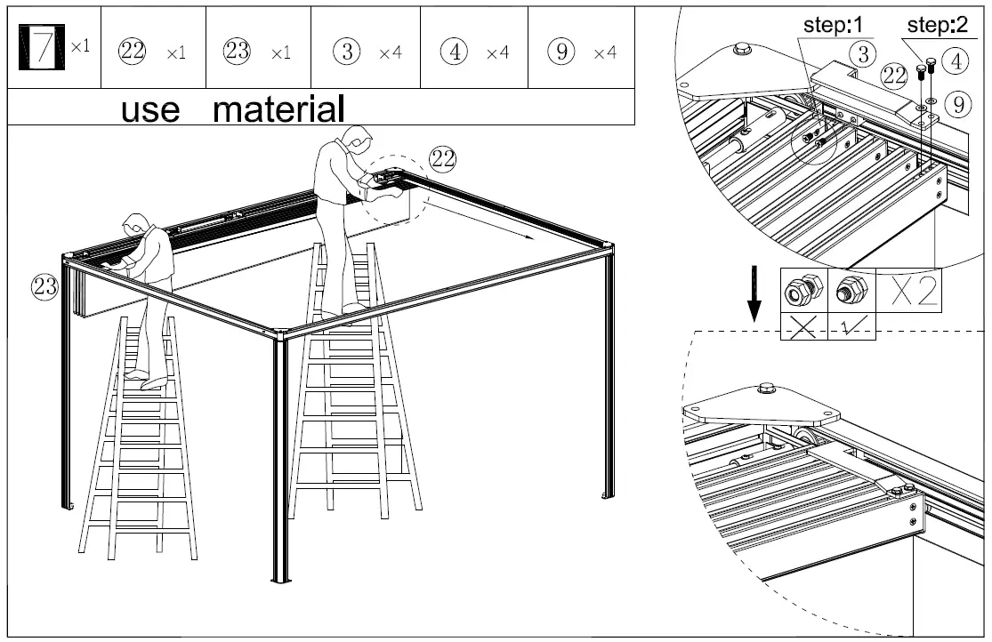DANCOVER Pergola Gazebo San Fernando 3x3m 3x4m and 4x4m-10