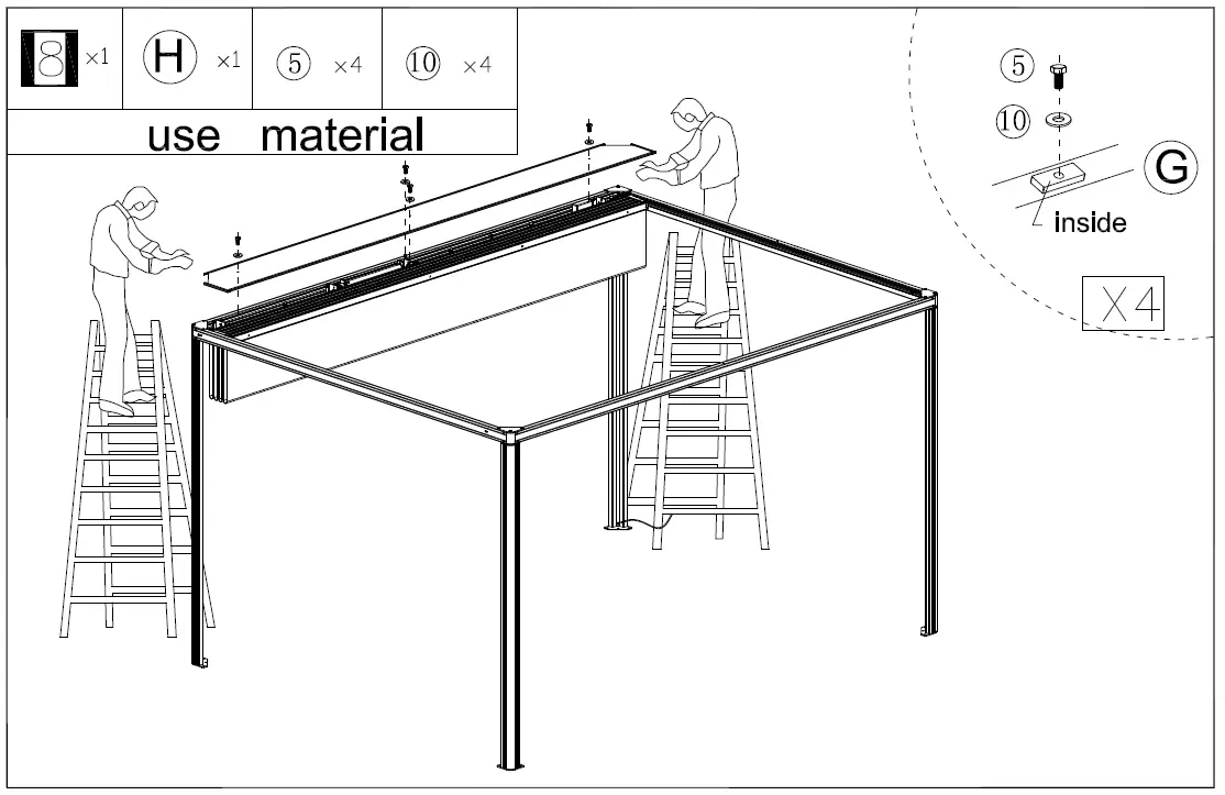 DANCOVER Pergola Gazebo San Fernando 3x3m 3x4m and 4x4m-11