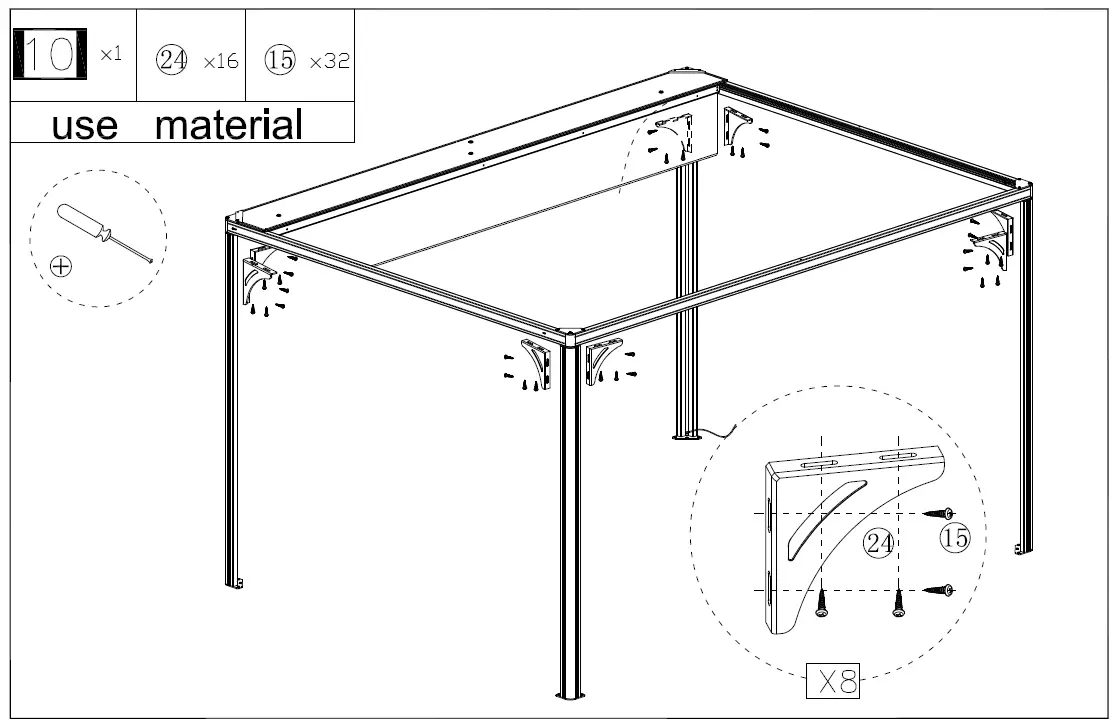 DANCOVER Pergola Gazebo San Fernando 3x3m 3x4m and 4x4m-13