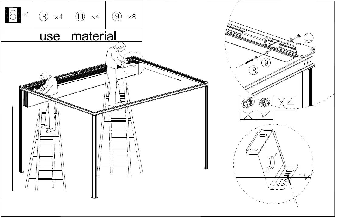 DANCOVER Pergola Gazebo San Fernando 3x3m 3x4m and 4x4m-9