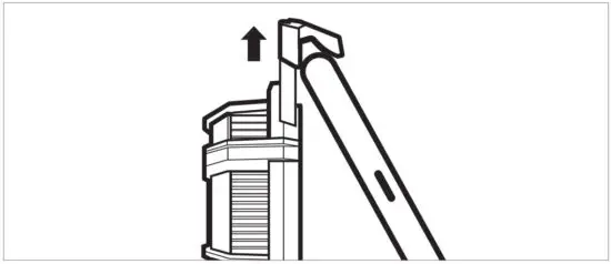 FIG 1 Hold mobile phone and push up against upper pull hook.JPG