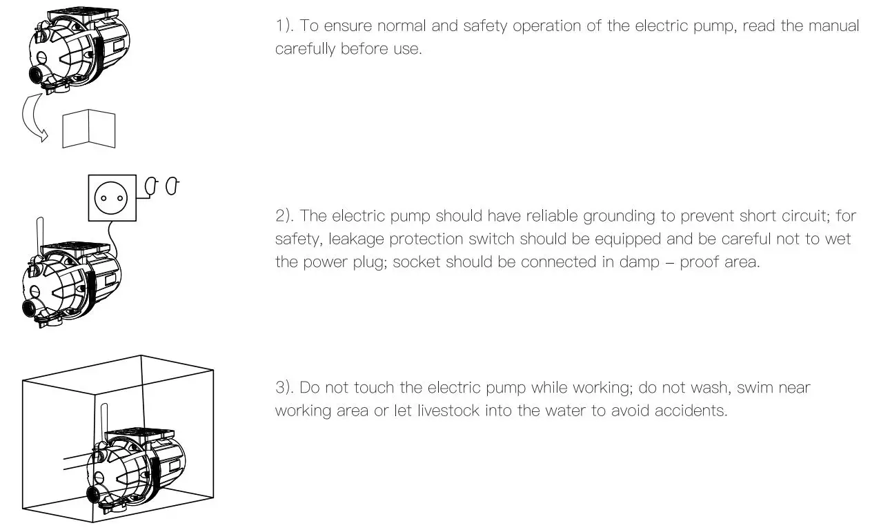 TOPSHAK TS-WP2 Garden Water Pump User Manual - Safety Precautions