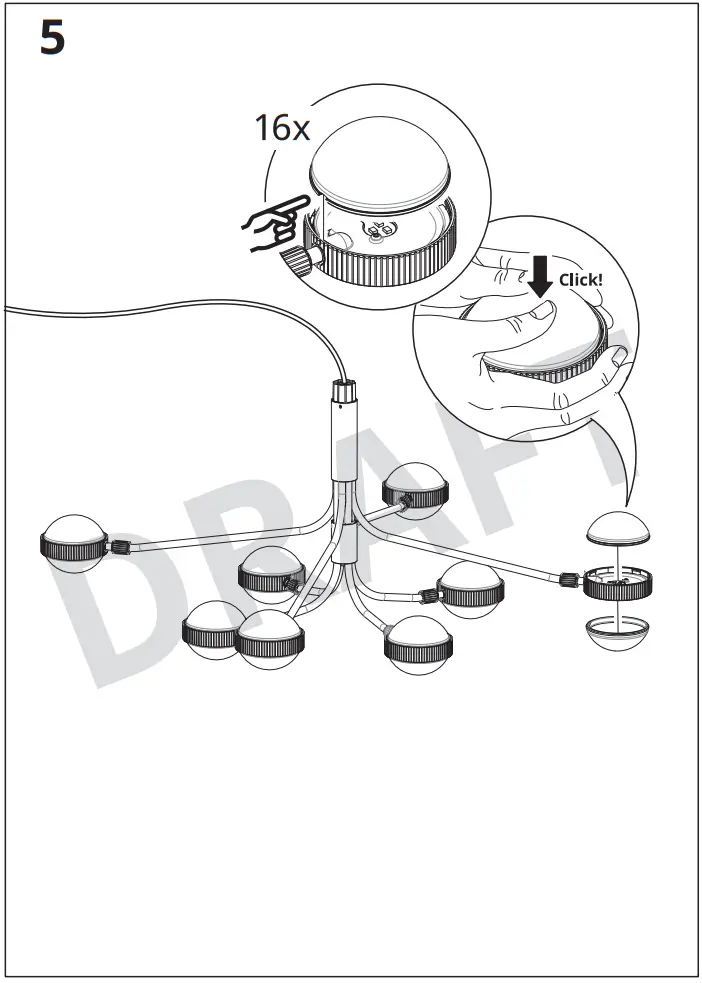 IKEA 404.884 52 STORSLINGA 8 Armed LED Chandelier - fig 5