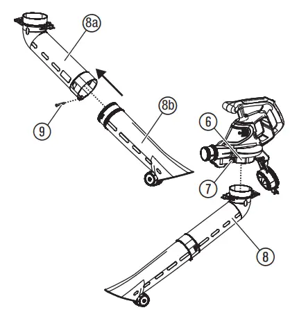GARDENA 9338 PowerJet Li-40 Battery Blower - Assembling for vacuum mode