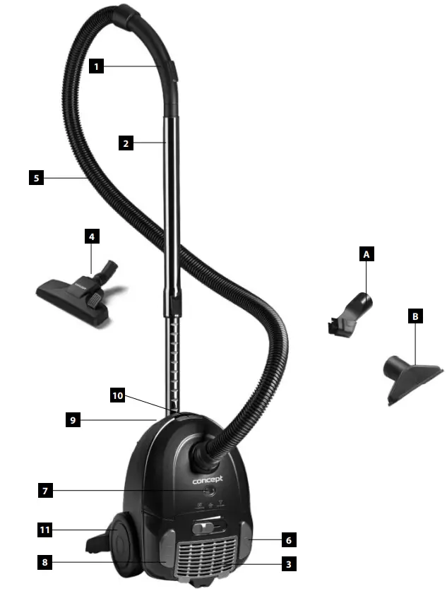 CONCEPT-VP-8040-2-L-Cylinder-vacuum-Dry-1000-W-Dust-bag-fig-2