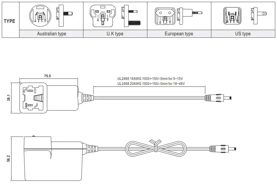 MEAN-WELL-GEM40I-Series-40W-AC-DC-Reliable-Green-Interchangeable-Medical-Adaptor-FIG-7