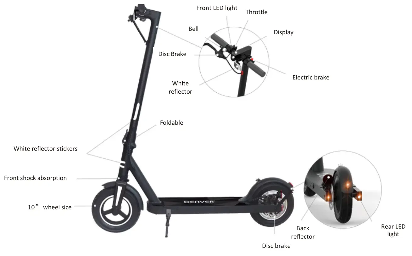 DENVER Electric Scooter - Product and Accessories