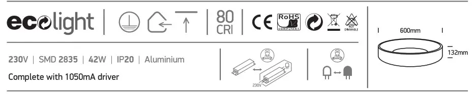 one LIGHT 62142N Circular Warm Ceiling Light - overview 1