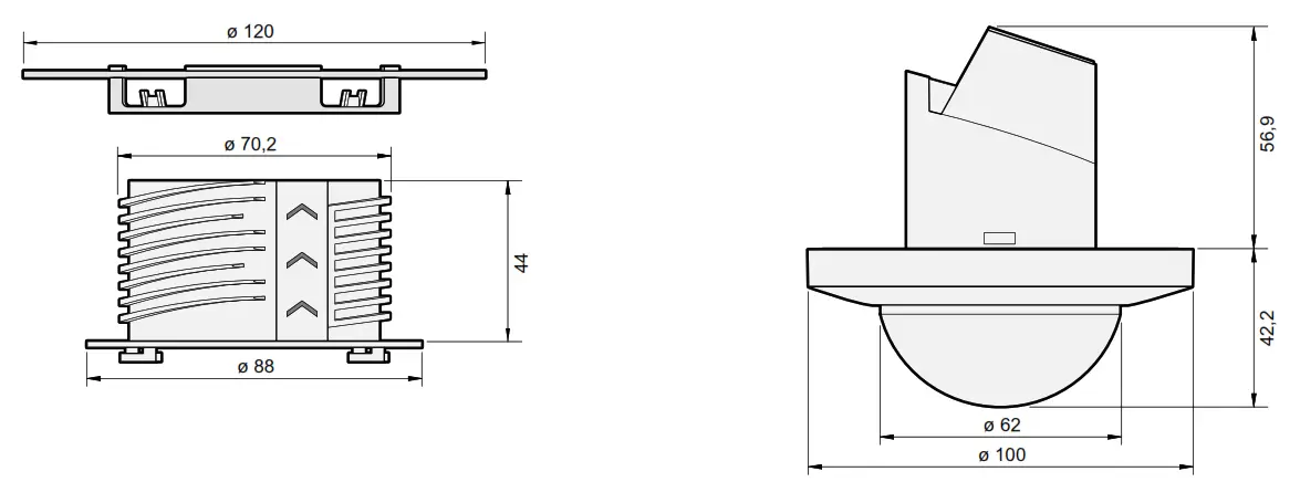 niko 353-751021 Surface Mounted Presence Detector - Dimensions