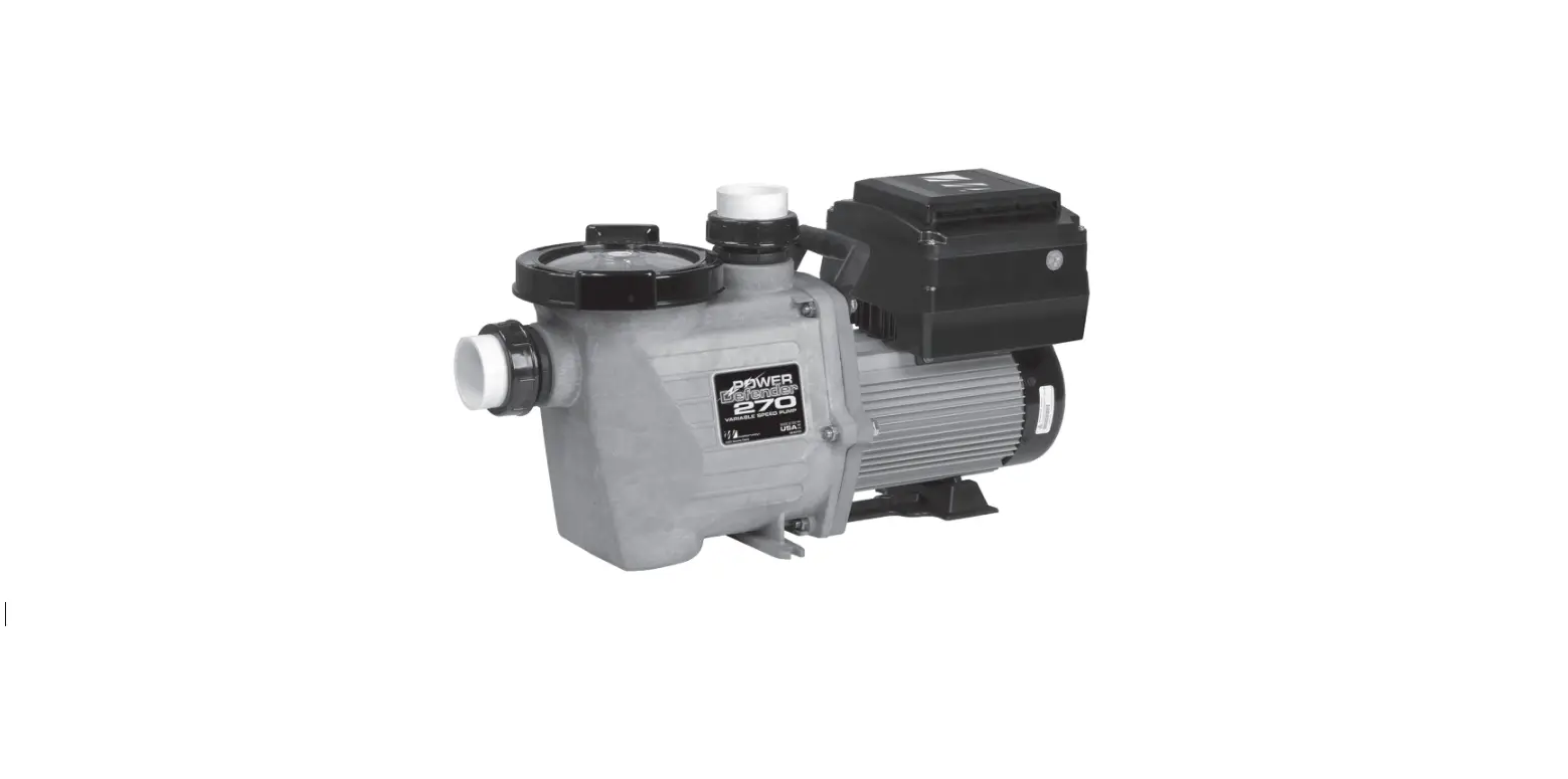 Waterway Pd-270 Power Defender 2.7 Hp Variable Speed Pump Owner's Manual Waterway Pd-270 Power Defender 2.7 Hp Variable Speed Pump Owner's Manual