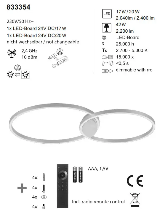 Paul Neuhaus 833354 LED Ceiling Light - Figure 1