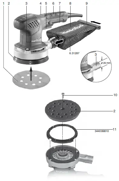 metabo SXE 3125, SXE 3150 Random Orbital Sander-1