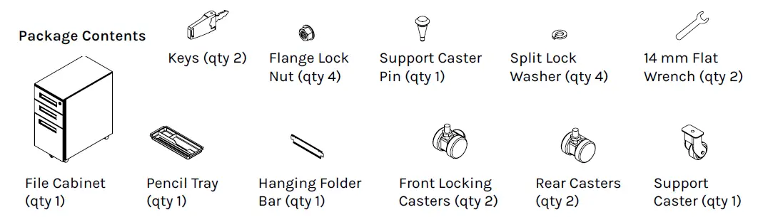 UPLIFT DESK STR041 3-Drawer Narrow Square File Cabine 1