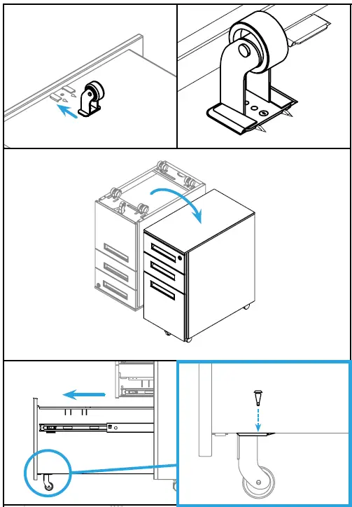 UPLIFT DESK STR041 3-Drawer Narrow Square File Cabine 3