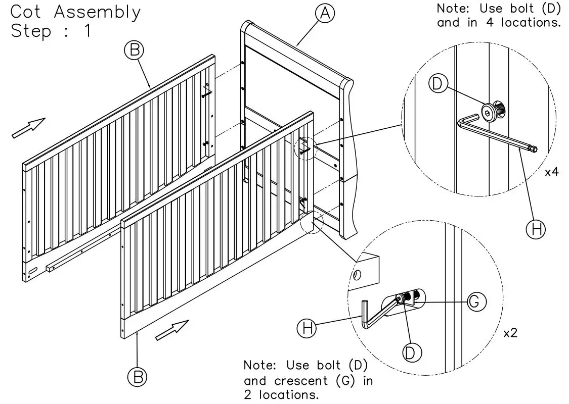 Silver Cross AI-0501003395 New Nostalgia Sleigh Cot Instruction Manual - Assembly