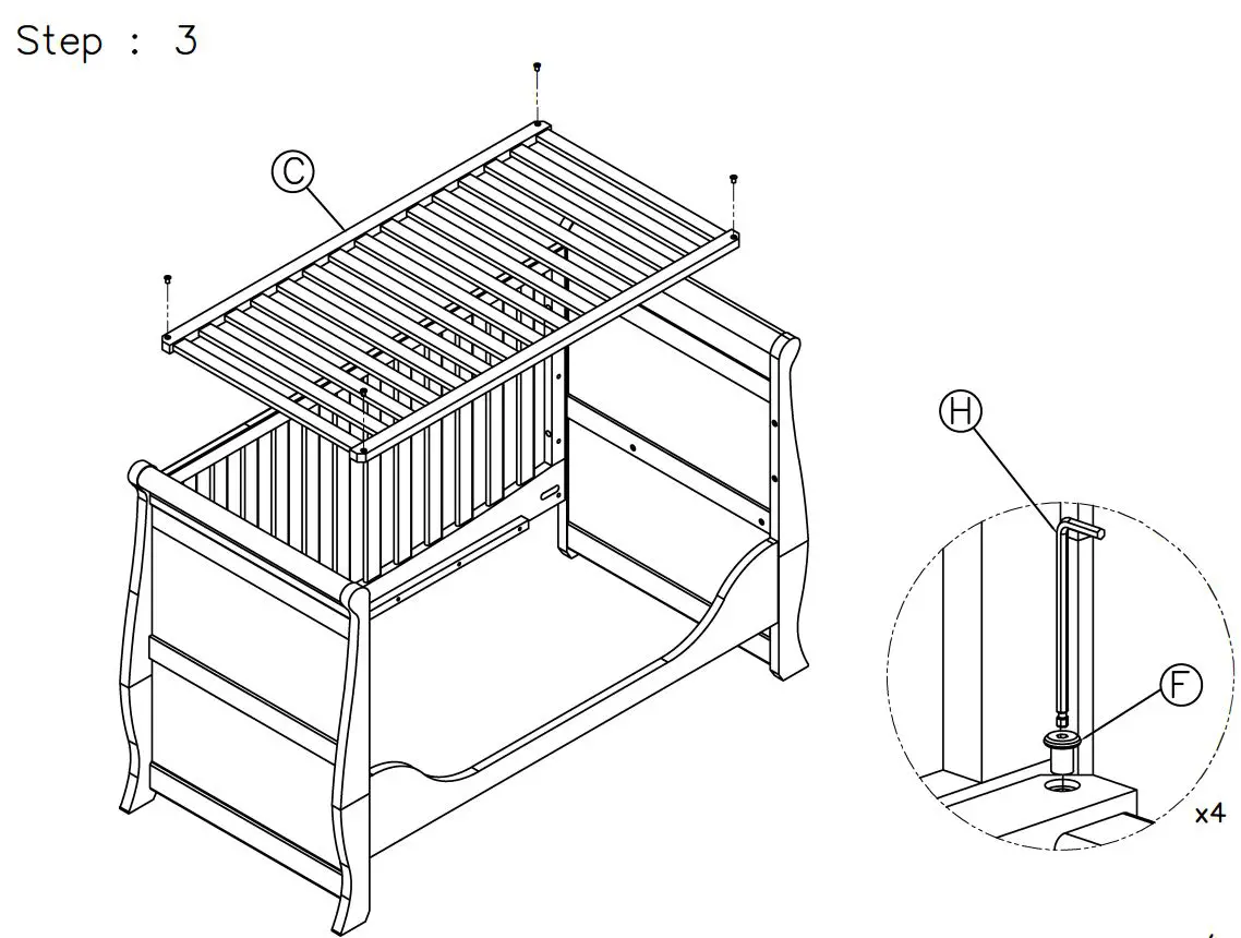 Silver Cross AI-0501003395 New Nostalgia Sleigh Cot Instruction Manual - Day Bed
