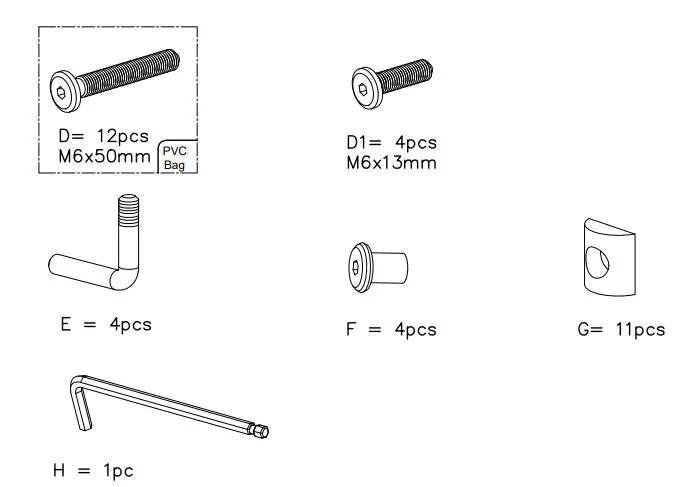 Silver Cross AI-0501003395 New Nostalgia Sleigh Cot Instruction Manual - Fittings List