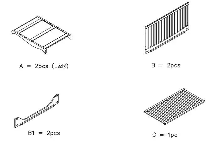 Silver Cross AI-0501003395 New Nostalgia Sleigh Cot Instruction Manual - Parts List