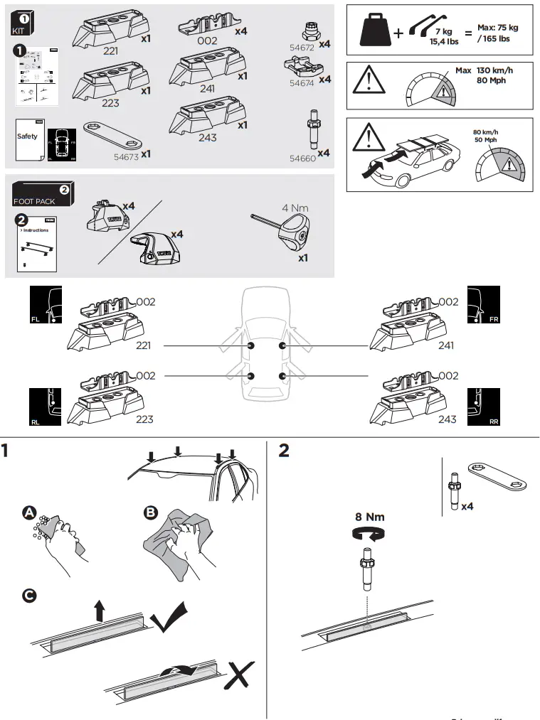 THULE 187138 Fixpoint Edge 4 Pack