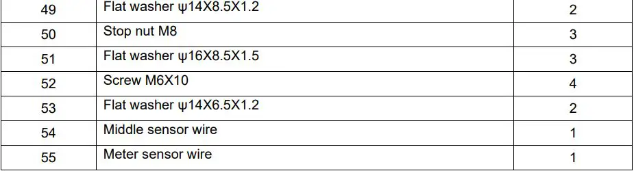 inSPORTline 5729 Exercise Bike Xbike User Manual - PARTS LIST