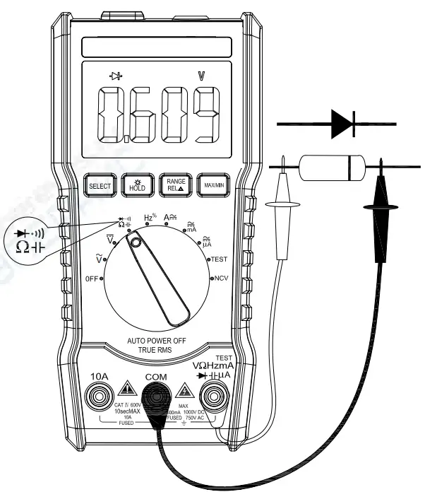 MESTEK DM92B 6000counts Pocket Digital Multimeter - black test lead