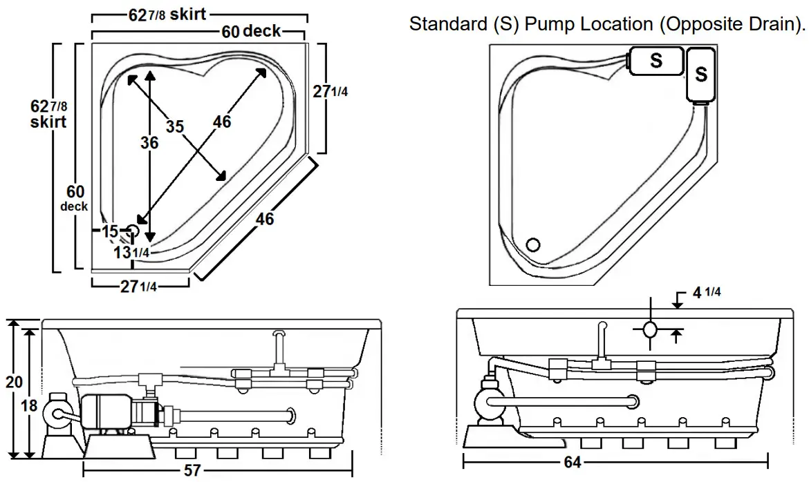 Laurel Mountain 6060DPWASR064 60 Inch x 60 Inch Skirted Acrylic Combo - FIGURE 1