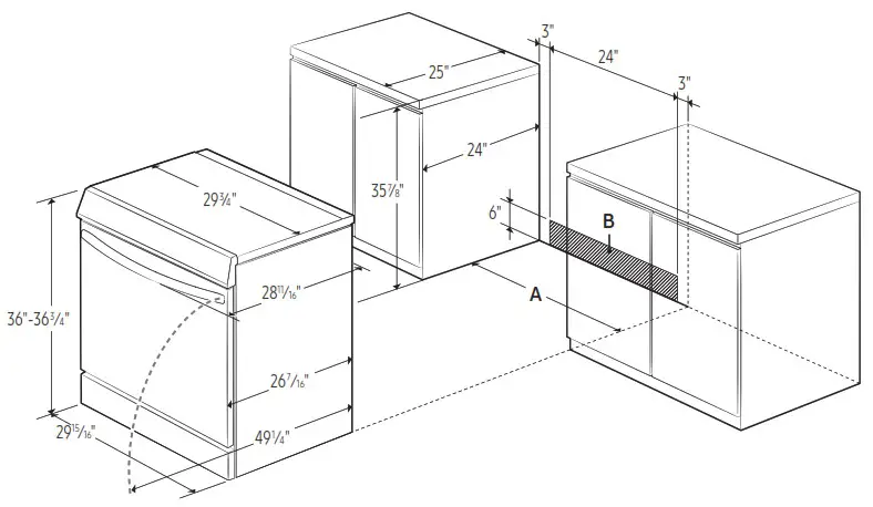 SAMSUNG NE63T8711SS Front Control Slide in Electric Range with Smart Dial and Air Fry - Installation Specifications 1