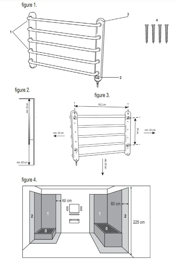 Somogyi FTW 4 Heated Electric Towel Dryer - fig 1