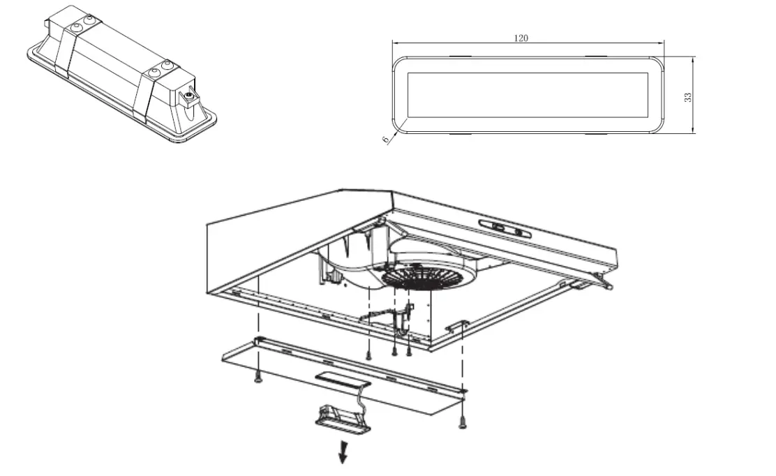 HOOVER HFT600X Cooker Hood - Dimensions