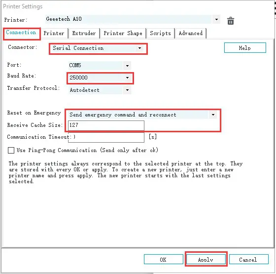 Connection dialog (Picture 8-7)