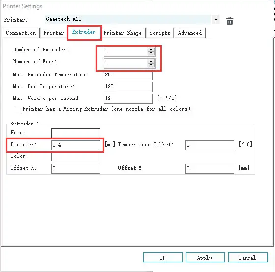 Extruder dialog (Picture 8-9)