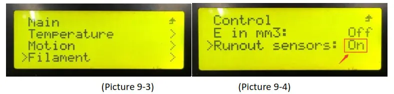 Filament run-out sensor