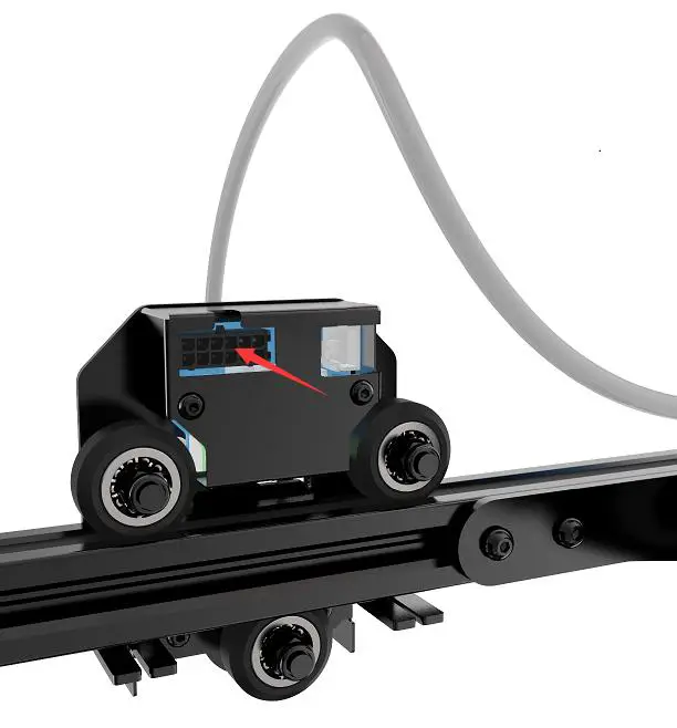 Plug the extruder cables into the socket of the extruder head adapter plate