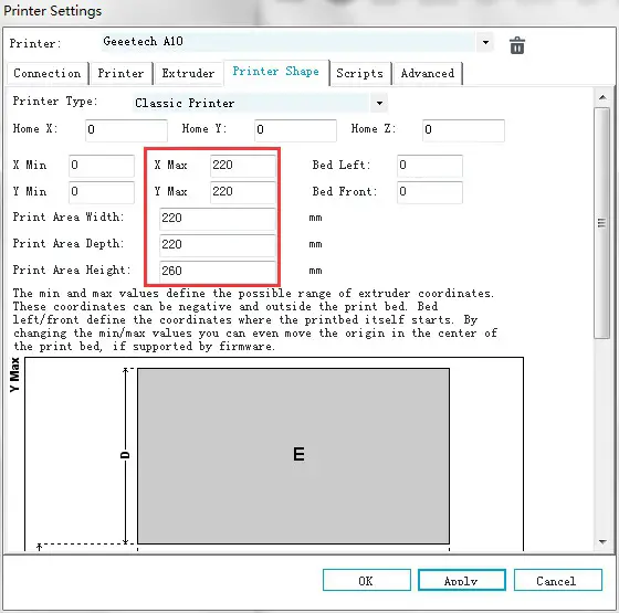 Printer shape dialog (Picture 8-10)