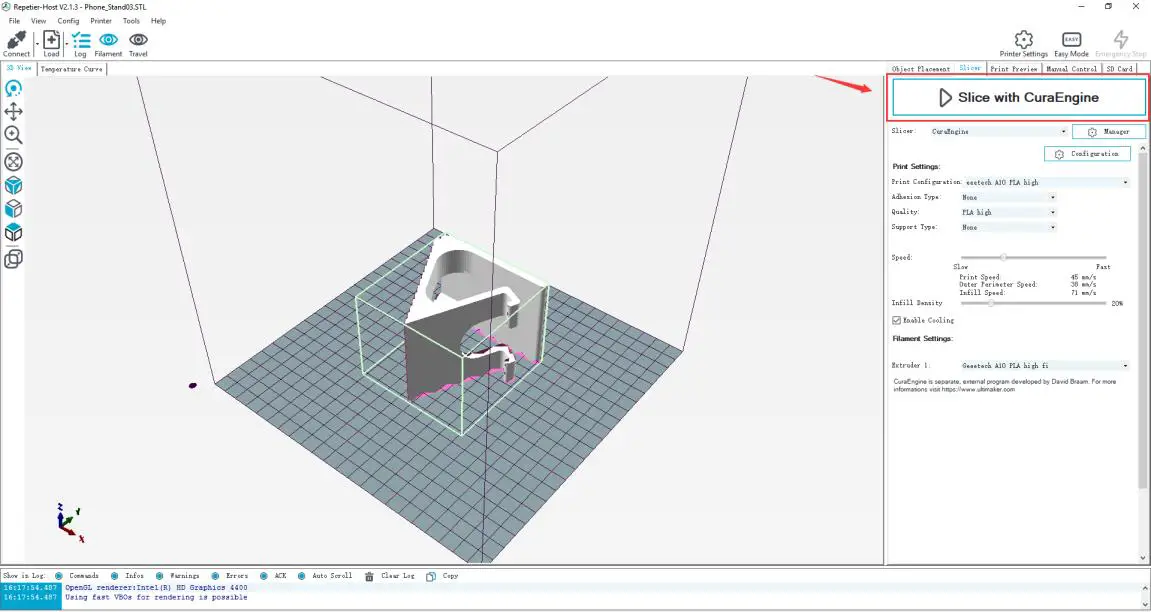 Slice with CuraEngine