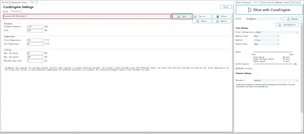 configuration file is imported. Click “Save”