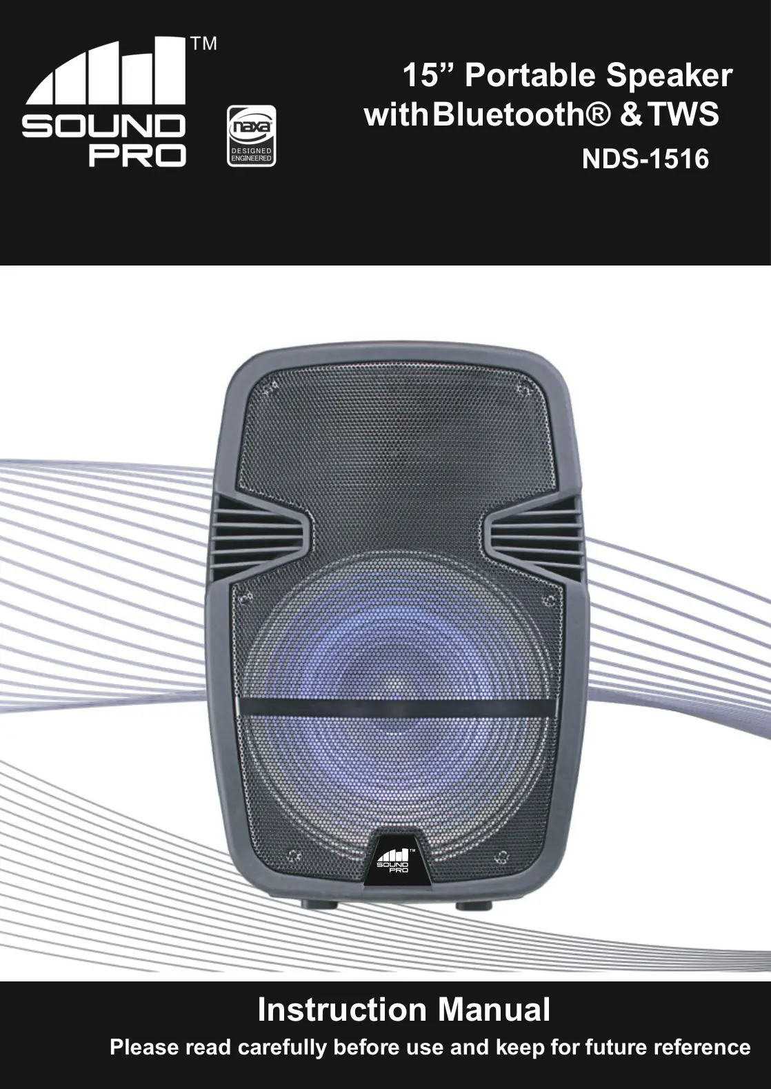 naxa NDS-1516 15-Inch Portable Speaker with Bluetooth and TWS Instruction Manual