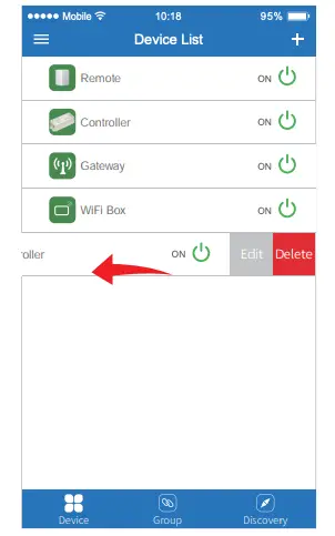 Modify device name or delete device
