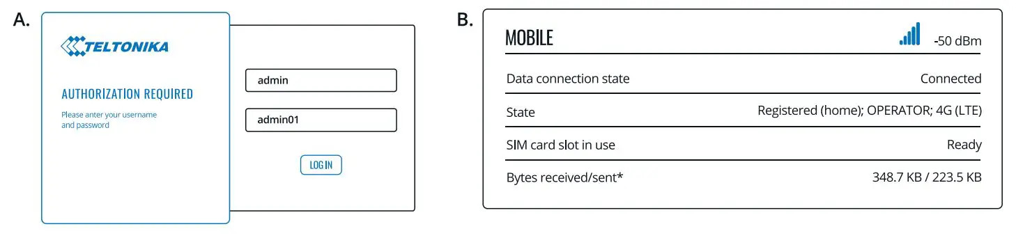 TELTONIKA RUT241 LTE 4G WiFi Router - LOGIN TO DEVICE