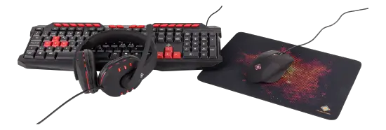 DELTACO GAMING GK-300 4-In-1 RGB Gaming Gear Kit - Mousepadd