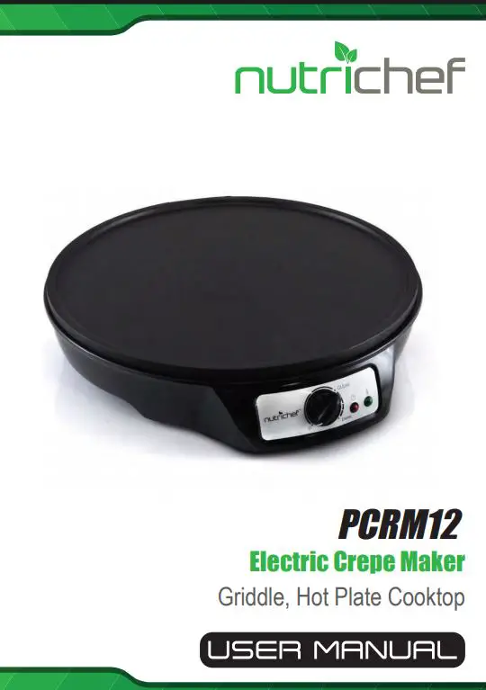 Nutrichef Electric Crepe Maker Griddle, Hot Plate Cooktop