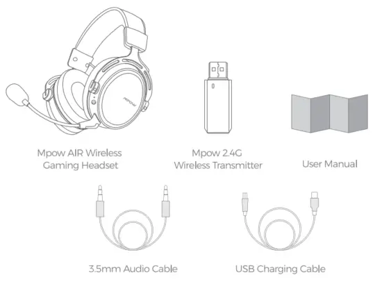 MPOW BH415A Air Wireless Gaming Headset - pakage