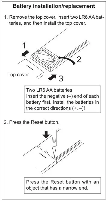 MITSUBISHI ELECTRIC Electric Air Distribution Grille Indoor Cassette - Battery installation or replacement