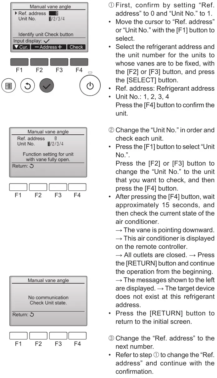 MITSUBISHI ELECTRIC Electric Air Distribution Grille Indoor Cassette - Confirmation procedure