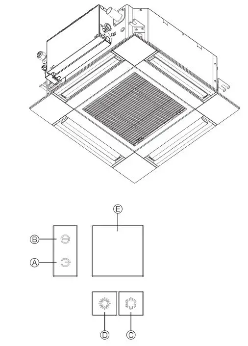 MITSUBISHI ELECTRIC Electric Air Distribution Grille Indoor Cassette - Emergency Operation for Wireless Remote-controller