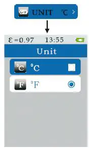 Choose the temperature unit